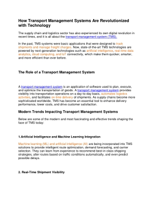 How Transport Management Systems Are Revolutionized with Technology