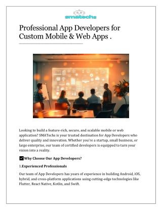 Professional App Developers for Custom Mobile