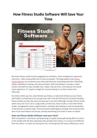 How Fitness Studio Software Will Save Your Time