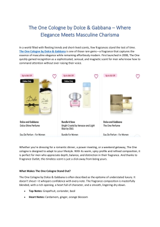 The One Cologne by Dolce & Gabbana