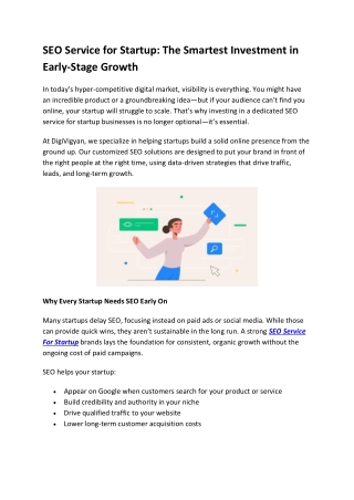 SEO Service for Startup