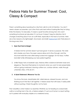 Fedora Hats for Summer Travel_ Cool, Classy & Compact