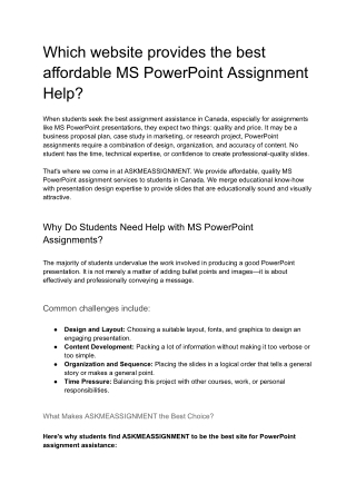 Which website provides the best affordable MS PowerPoint Assignment Help