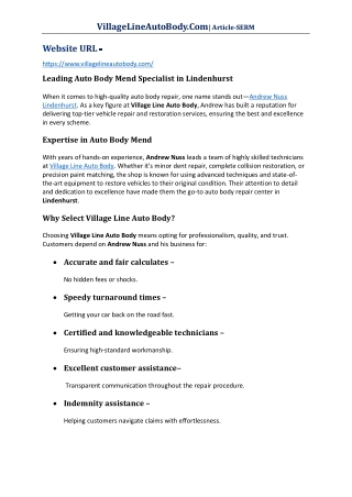 Leading Auto Body Mend Specialist in Lindenhurst
