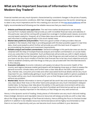 What are the Important Sources of Information for the Modern-Day Traders