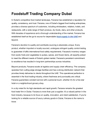 Foodstuff Trading Company Dubai