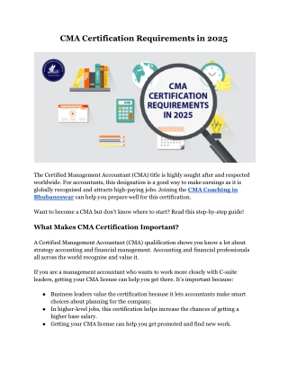 CMA Certification Requirements in 2025