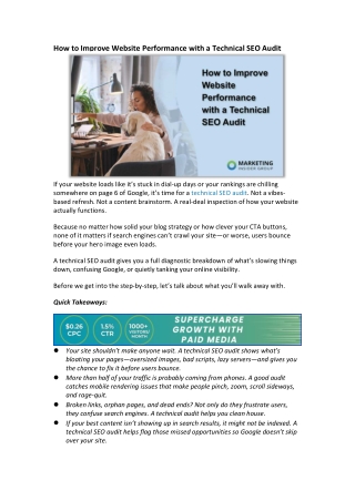 How to Improve Website Performance with a Technical SEO Audit