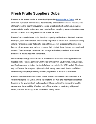 Fresh Fruits Suppliers Dubai