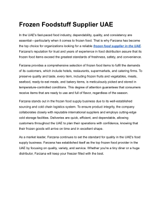 Frozen Foodstuff Supplier UAE