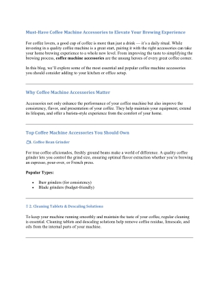 Must-Have Coffee Machine Accessories to Elevate Your Brewing Experience