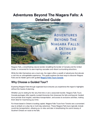 Adventures Beyond The Niagara Falls: A Detailed Guide