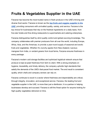 Fruits & Vegetables Supplier in the UAE