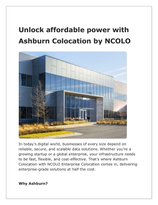 Premium Ashburn Colocation Solutions by Ncolo