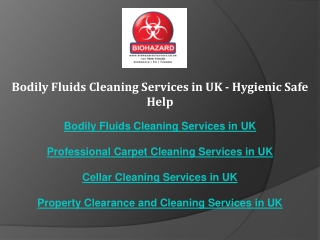 Bodily Fluids Cleaning Services in UK - Hygienic Safe Help