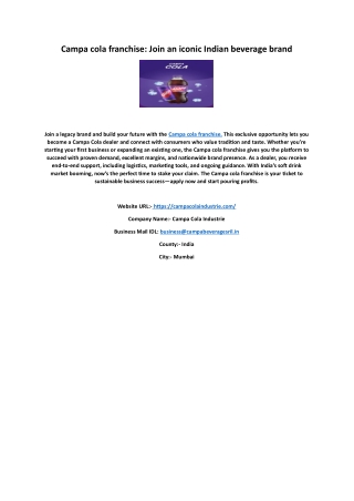 Campa cola franchise