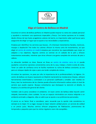 Elige el Centro de Belleza en Madrid