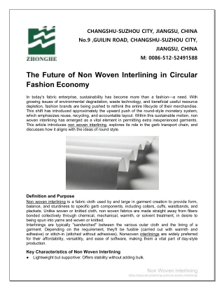 The Future of Non Woven Interlining in Circular Fashion Economy