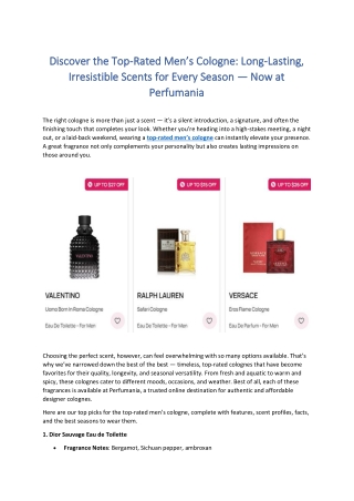 Top Rated Cologne for Men