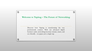 Welcome to Tapitag – The Future of Networking