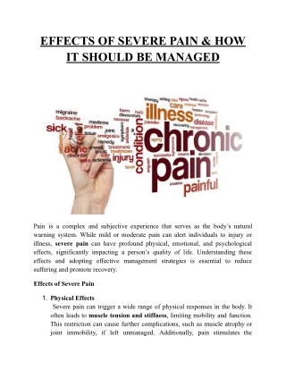 EFFECTS OF SEVERE PAIN & HOW IT SHOULD BE MANAGED
