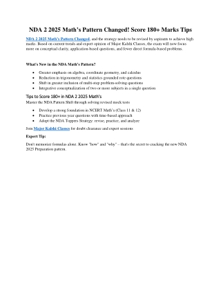 NDA 2 Math's Paper Pattern Changed