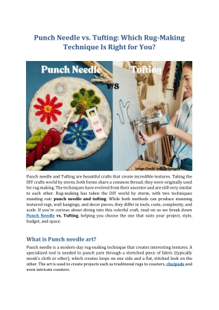Punch Needle vs Tufting