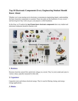 Top 10 Electronic Components Every Engineering Student Should Know About