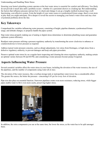 Comprehending and Taking Care Of Water Stress