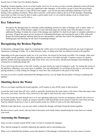 Exactly how to Fix a Broken Pipeline