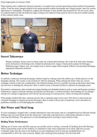 Finest Approaches to Unblock a Toilet