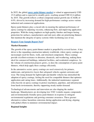 Robust Growth Ahead: Epoxy Paint Thinner Market to Reach $42.6M by 2035