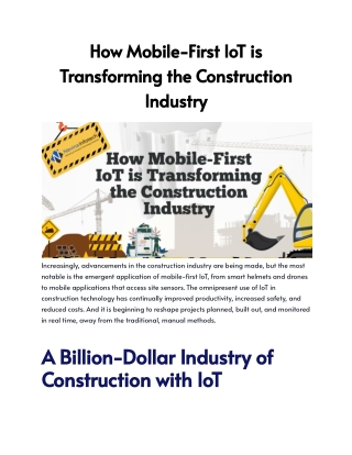 How Mobile-First IoT is Transforming the Construction Industry