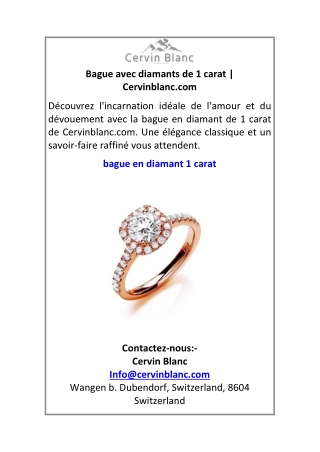 Bague avec diamants de 1 carat Cervinblanc.com