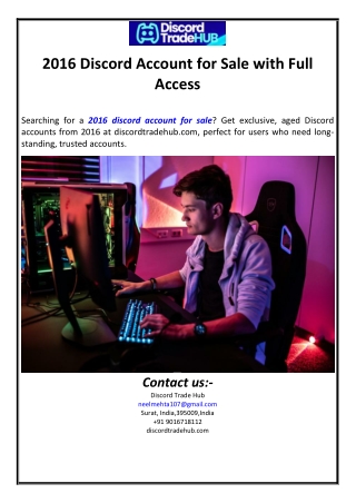2016 Discord Account for Sale with Full Access