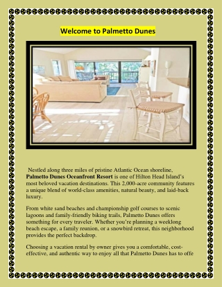 Palmetto Dunes Vacation Rentals By Owner