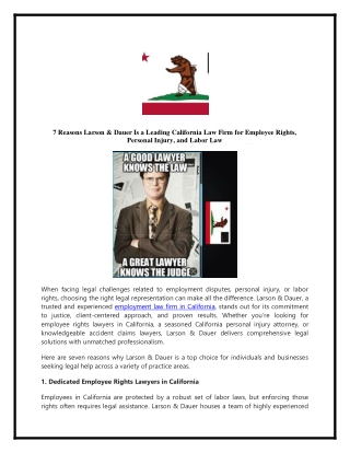 7 Reasons Larson & Dauer Is a Leading California Law Firm for Employee Rights,
