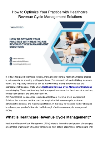 How to Optimize Your Practice with Healthcare Revenue Cycle Management Solutions