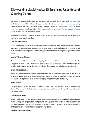 Dishwashing Liquid Hacks 10 Surprising Uses Beyond Cleaning Dishes