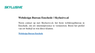 Webdesign Bureau Enschede  Skylusive.nl