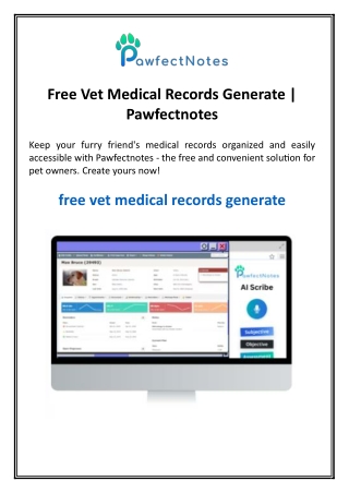 Free Vet Medical Records Generate