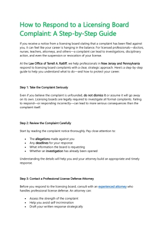 How to Respond to a Licensing Board Complaint