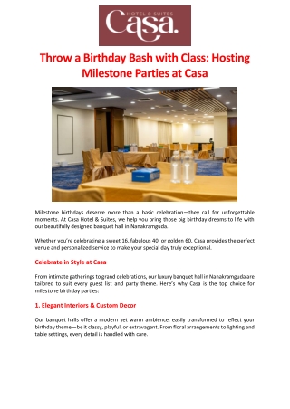 Throw a Birthday Bash with Class Hosting Milestone Parties at Casa