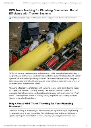 GPS Truck Tracking for Plumbing Companies_ Boost Efficiency with Tracker Systems