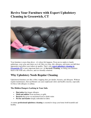Revive Your Furniture with Expert Upholstery Cleaning in Greenwich