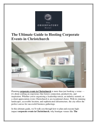 The Ultimate Guide to Hosting Corporate Events in Christchurch