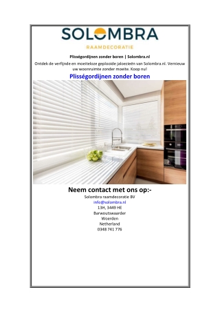 Plisségordijnen zonder boren  Solombra.nl.