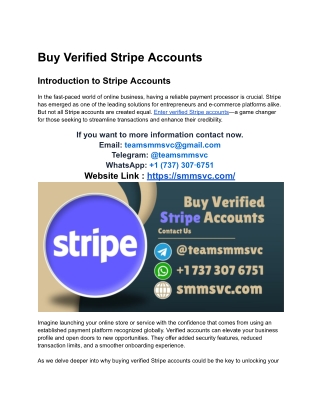 Buy Verified Stripe Account for International Use