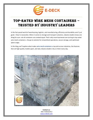 Top-Rated Wire Mesh Containers – Trusted by Industry Leaders