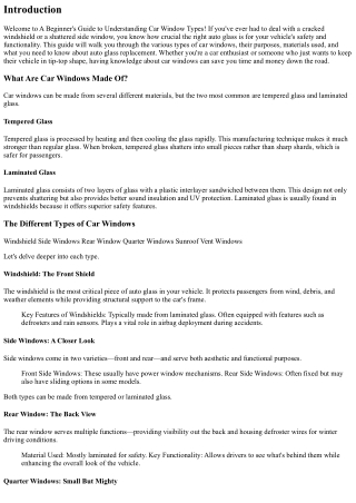 A Beginner's Guide to Understanding Car Window Types